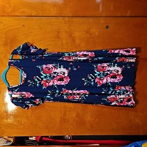 Floral cold shoulder dress